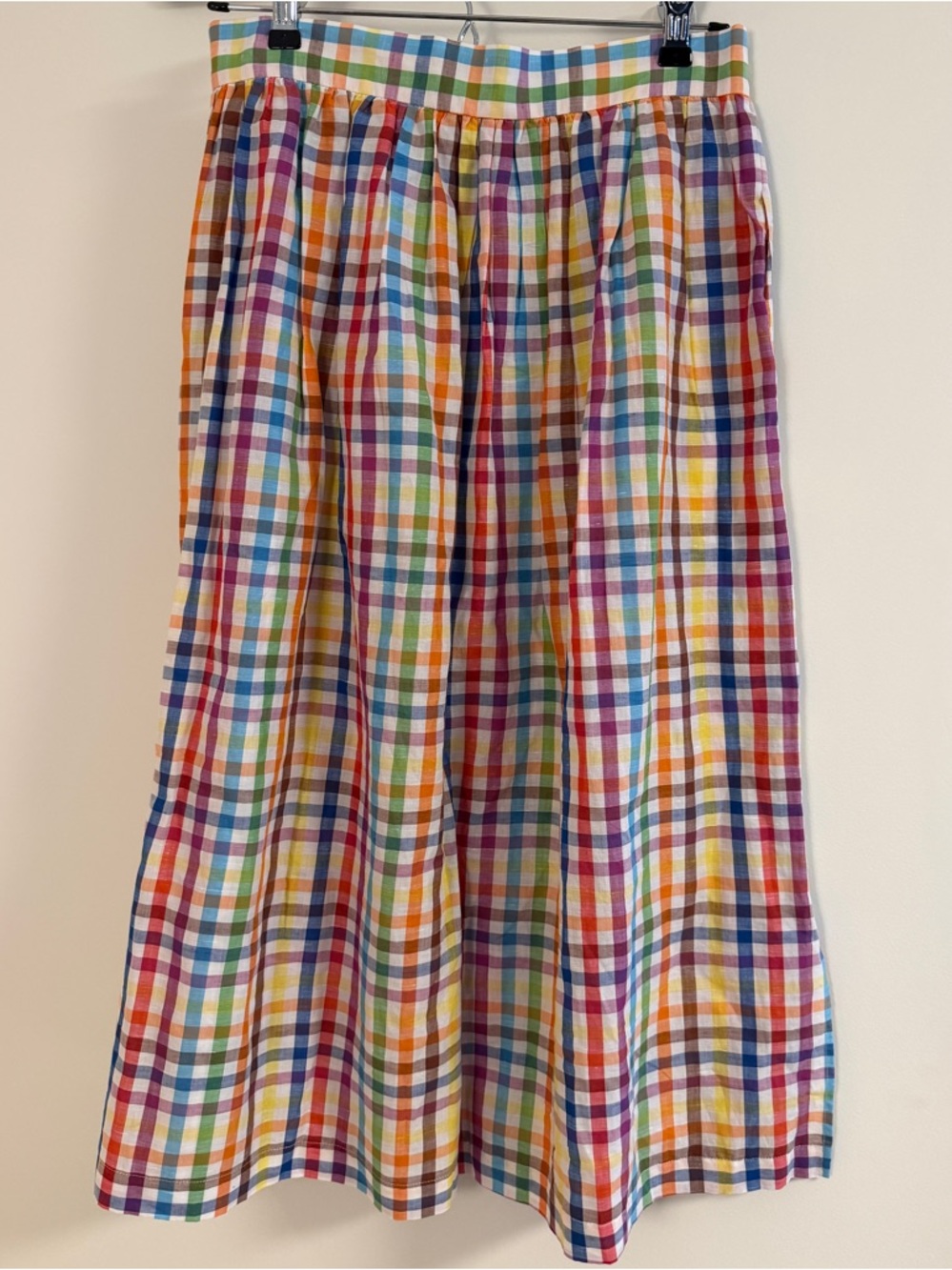 M.D.S. Stripes Multicolor Plaid Button-Front Midi Skirt size small - Picture 3 of 3